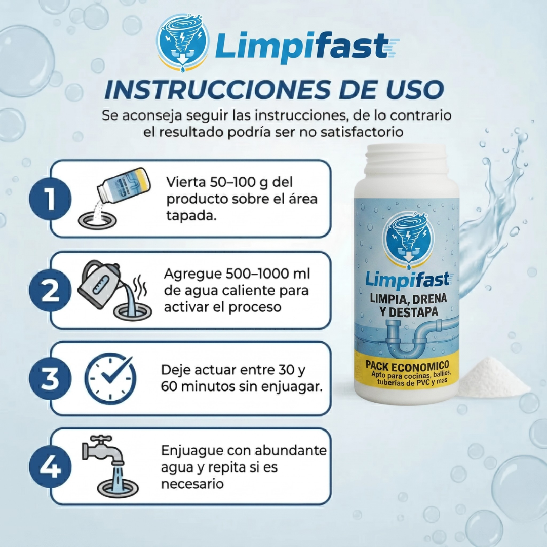 Limpifast™ Limpia y destapa tus cañerías